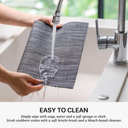 LEXMORE Placemats Set of 12 Vinyl/Plastic Woven Place Mats for Kitchen Table Indoor/Outdoor Washable Placemat Wipeable Dining Table Mats(A-Dark Gray)