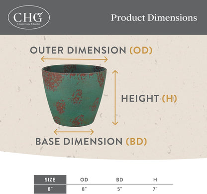 Classic Home and Garden Vogue Planter Pots w/Pottery Quality Finish - Modern Indoor & Outdoor Flower Pots - UV-Resistant Porch Planters - Decorative Pot for Flowers & Herbs (8” Burnished Rust)