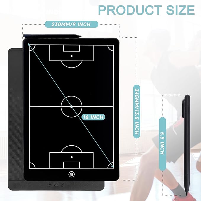 Soccer Coaching Board,16 Inch LCD Soccer Tactical Board, Soccer Marker Training Equipment Accessories with Pen