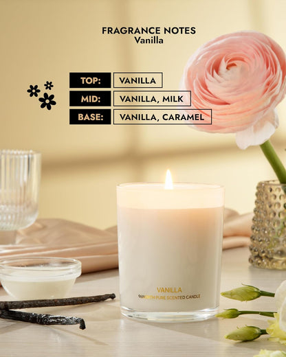96NORTH | Pure Vanilla Candle | 100% Natural Soy Wax | One Wick Jar Candle | Natural Fragrance Technology | Non Toxic | Up to 35 Hours Burning Time | Aromatherapy Gift for Men and Women