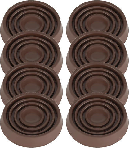 Furniture Coasters, 1.5X1.5 Rubber Caster Cups Non Slip Furniture Pads Non Skid Furnitures Grippers Anti Slide Floor Protector for Bed Couch Table Chair Stoppers (Brown, 8 Pack)