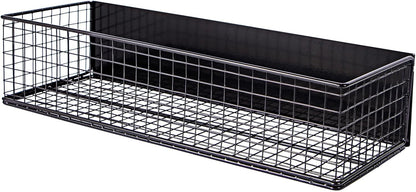 Magnetic Basket, Magnetic Shelf for Fridge,Magnetic Spice Rack Wire Mesh Magnetic organizer Holder Accessories for Office Kitchen Classroom Storage, Black-High, 13.77" x 5.11" x3.26"