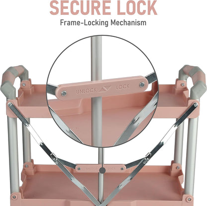 Olympia Tools 89-350 Pack-N-Roll Folding Collapsible Service Cart, 150LB Capacity, Rose