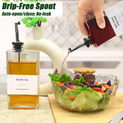 Olive Oil Dispenser for Kitchen, Cooking Oil Container 16.9 oz, Olive Oil Bottles, Soy Sauce Dispenser, Coffee Syrup Bottles (16.9oz, Set of 2)
