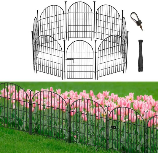 Tall Garden Fence with Gate 40 in(H)x17.5 Ft(L), 8 Panels Fence for Dogs Outside, No Dig Animal Barrier Garden Fencing,Rustproof Metal Wire Temporary Rabbit Dog Fences for Yard Patio Outdoor