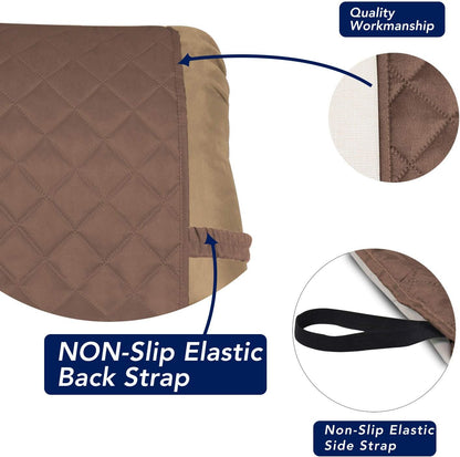 PureFit Reversible Quilted Sofa Cover, Water Resistant Slipcover Furniture Protector, Washable Couch Cover with Non Slip and Elastic Straps for Kids, Dogs, Pets (Small Recliner, Brown/Beige)