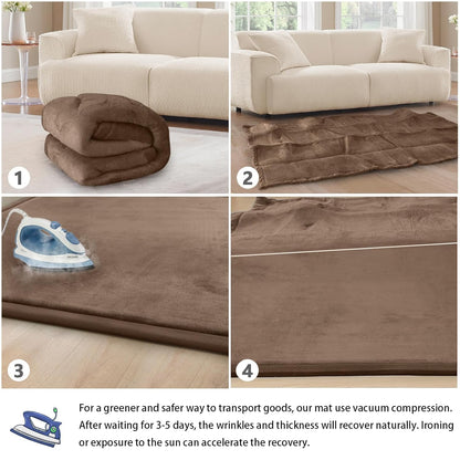 Baby Play Mat for Floor Tummy Time Mat Nursery Rug Muscle Mat Area Rug Playroom Rug Tatami Mat 6'7"x6'7" Memory Foam 1.3" Thick Crawling Mat for Babies,Toddlers, Infants, Kids,Floor Mat,Coffee