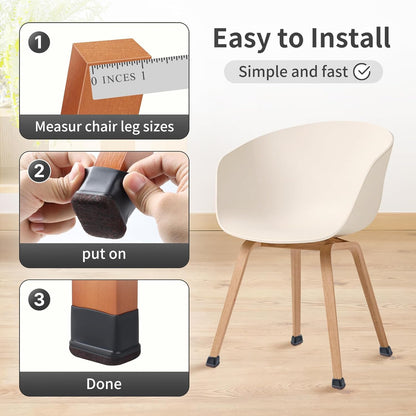 Ezprotekt 8 Pcs Rectangle Black Felt Chair Leg Floor Protectors for Hardwood Floors, Rectangle Silicone Chair Leg Caps, Furniture Leg Covers Cups for Chair Table (Fit W :0.6-0.8", L: 0.9-1.3")