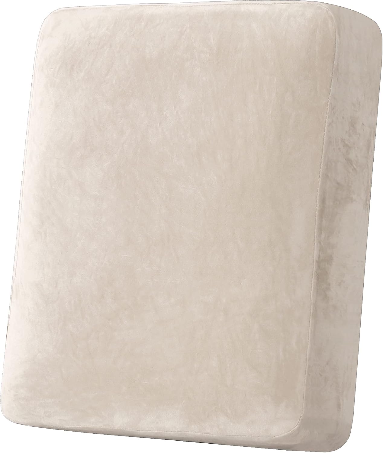 H.VERSAILTEX Velvet Stretch Couch Cushion Cover Plush Cushion Slipcover for Chair Cushion Furniture Protector Seat Cushion Sofa Cover (1 Piece Armchair Cushion Covers, Ivory)