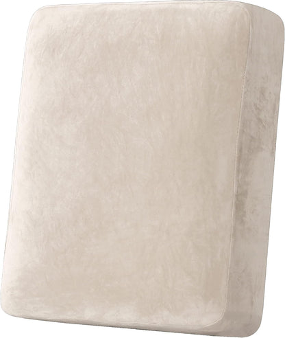 H.VERSAILTEX Velvet Stretch Couch Cushion Cover Plush Cushion Slipcover for Chair Cushion Furniture Protector Seat Cushion Sofa Cover (1 Piece Armchair Cushion Covers, Ivory)