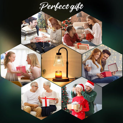 Black Candle Warmer Lamp WithTimer and Dimmer,Fragrance Electric Wax Melt Warmer with 2 Bulbs,Scented Jar Lamp,Mother's Day/Birthday/Christmas Gifts for Mom/Wife,Home Decor,Adjustable Height