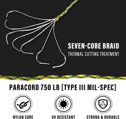 Braid 7 Strand Outdoor Survival Paracord Polyester Rope Nylon Rope Mix Thick Heavy Duty Ropes 5/32'' 100ft 2Packs High Strength Perfect for Clothesrope Camping Hiking and Other Outdoor Activities