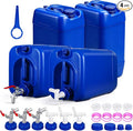 6.6 Gallon Emergency Water Storage Container with Spigot, BPA-Free Water Tank with Lid, Stackable Survival Storage for Disaster & Camping (1 Pack) (4 Pack Blue, 6.6 gal)