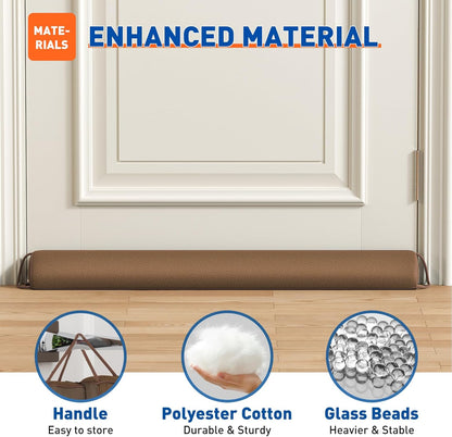 MAGZO Door Draft Stopper 36 Inches, Weighted Triangular Door Snake for Winter Noise Blocker with Hook Loops,Brown