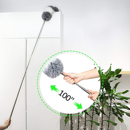 BOOMJOY Microfiber Feather Duster with Extendable Pole and Bendable Head, 100" Telescoping Duster for Cleaning Ceiling, Fan, Furniture