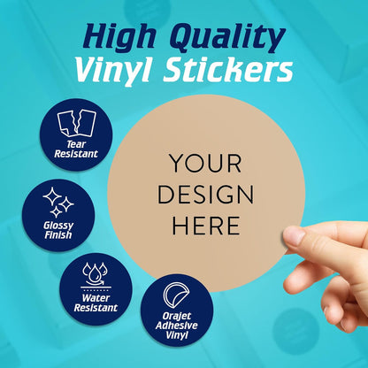 100 Custom Vinyl Stickers - Upload Your own Image, Text, Design, Logo - Personalized Logo Labels for Handmade, Packaging, Bottle, Jars, Candle, Brand Stickers (Brown, 6x6)