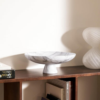 DN DECONATION White Resin Decorative Bowl for Modern Home Decor, 11.2" Large Pedestal Kitchen Fruit Bowl/Key Holder/Candy Dish/Potpourri for Entryway Table, Coffee Table, Dining Room,Table Centerpiece