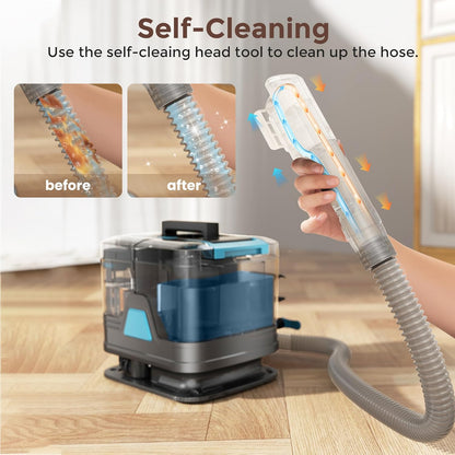 DEVOAC C8 Portable Carpet Upholstery Spot Cleaner Machine with Versatile Tools, Self-Cleaning, 18Kpa Powerful Suction, Pet Stain Remover, Car and Auto Detailer (Green)