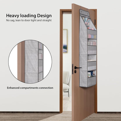 Univivi 5-Shelf Door Storage Over Door Hanging Organizer with 4 Large Pockets and 3 Small PVC Pockets Nursery Closet Cabinet Wall Mount Hanging Storage Organizers for Baby Nursery (Grey Pattern)