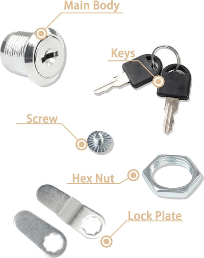 Cabinet Locks, 6 Pcs MoHern Keyed Alike 5/8 Inch (16mm) Rv Storage Lock, Cylinder Locks, Zinc Alloy Cam Lock with Keys for Cabinet, File Drawer Dresser and More