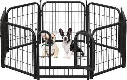 Metal Dog Playpen, 24 Inch Height 8 Panels, Ideal Dog Fence for Large/Medium/Small Dogs Indoor & Outdoor Bliss, Perfect Dog Pen for Camping, Yard, and RV | Black-Silver