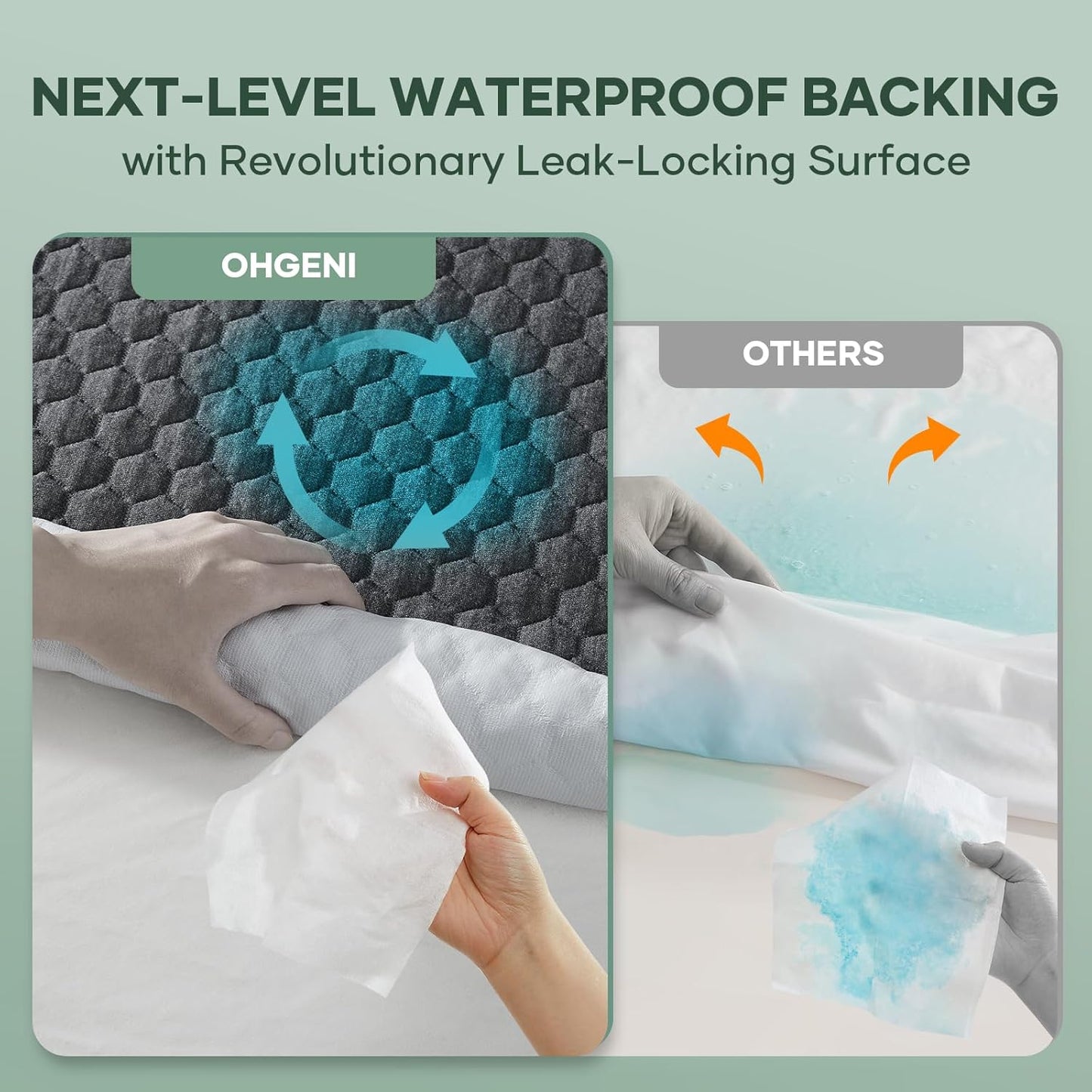 OhGeni 100% Waterproof Mattress Protector, Crib-Gray Size Mattress Pad, Fits 3"-6" Mattresses with Deep Pocket, Cooling, Breathable Fitted Sheets, Soft Bed Cover, Noiseless, Machine Washable