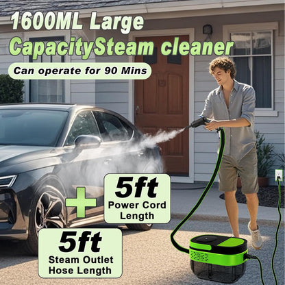 2500W Handheld Steam Cleaner,Portable Car Steamer For Auto Detailing,High-Temperature and Pressure Steam Cleaner For Home, Steam Cleaning Machine for Furniture,Kitchen,Grout,Floor,Tile (09-Green)