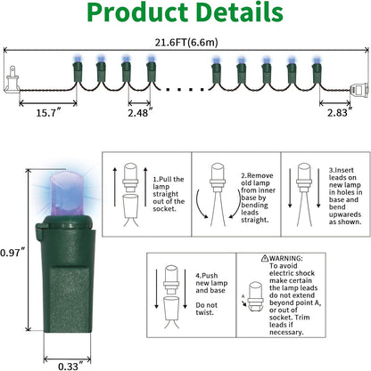 100 Count Blue - String Lights - 21.6FT LED Christmas Lights, Mini led Lights for Indoor Outdoor Home Holiday Party Wedding Independence Day Decoration
