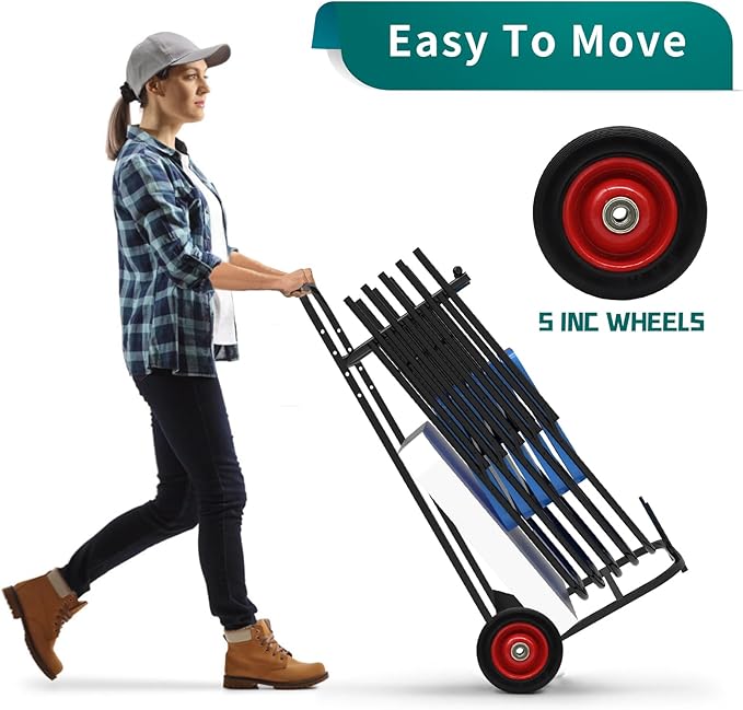 Folding Chair and Table Cart, Small-Sized Chair Storage Cart with 5 Inch Wheel Portable and Nice Solution to Storage and Move A Set of Folding Chair and Table with 200 LBS Weight Capacity