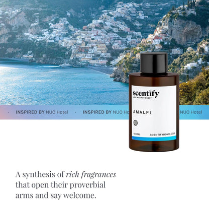 Scentify Amalfi Aroma Oil Refill Scent for Oil Diffusers - Lemon, Jasmine, Orchid, Amber, Musk Scents - Luxurious Relaxing Aromatherapy Diffuser Fragrance 100ml, 3.38 oz
