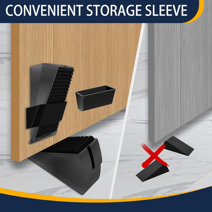 Adjustable Large Door Stopper, Strongest Tall Spring Heavy Duty Door Stop, 3 in Wedge Door Stoppers for Bottom of Door, Stainless steels Make Suits for Any Heavy Door(2 Pack Black)