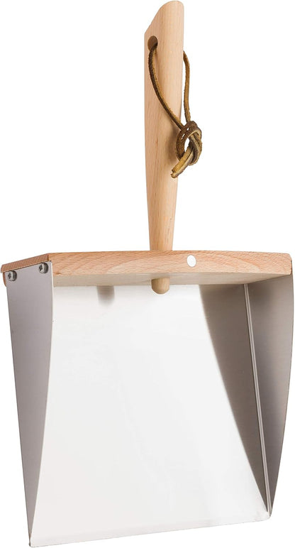 REDECKER Horsehair Fiber Hand Brush and Dust Pan Set, Heavy Duty Broom and Dustpan Combo for Home and Outdoor, Oiled Beechwood Handles, Stainless Steel Dust Pan, Made in Germany, 14-1/8-Inches