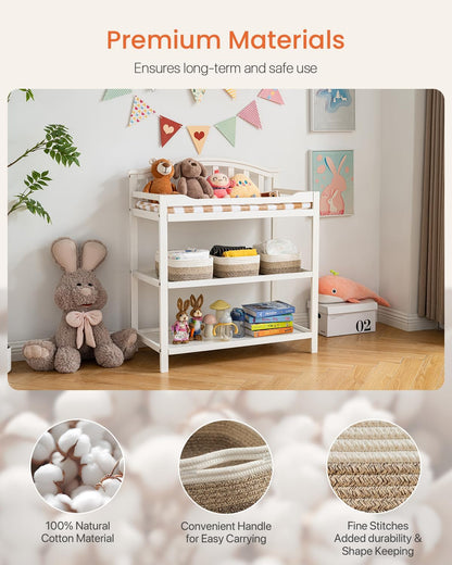 Small Woven Basket, 12 x 8 x 4.5 Inches, Storage Basket for Organizing, Cute Small Rope Shelf Closet Cube Storage Bins Baskets for Shelves, Dog Toy Gift Baskets Empty, 3 Pack Gradient Brown