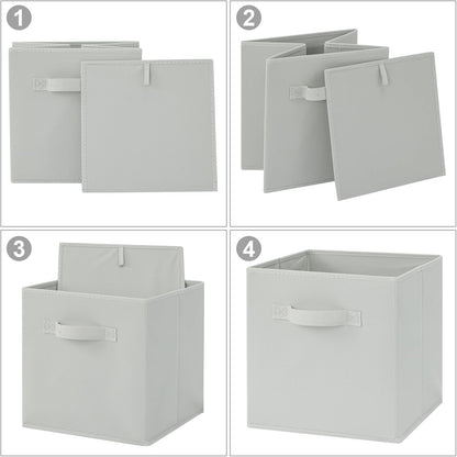 Stero Fabric Storage Bins 6 Pack Fun Colored Durable Storage Cubes with Handles Foldable Cube Baskets for Home, Kids Room, Closet and Toys Organization Gray