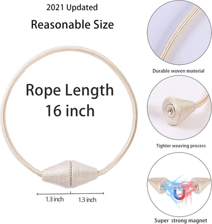 2 PCS Magnetic Curtain Tiebacks, European Style Convenient Drape Tie Backs Holdbacks for Thin or Thick Home & Office Window Draperies, No Tools Required（Beige）