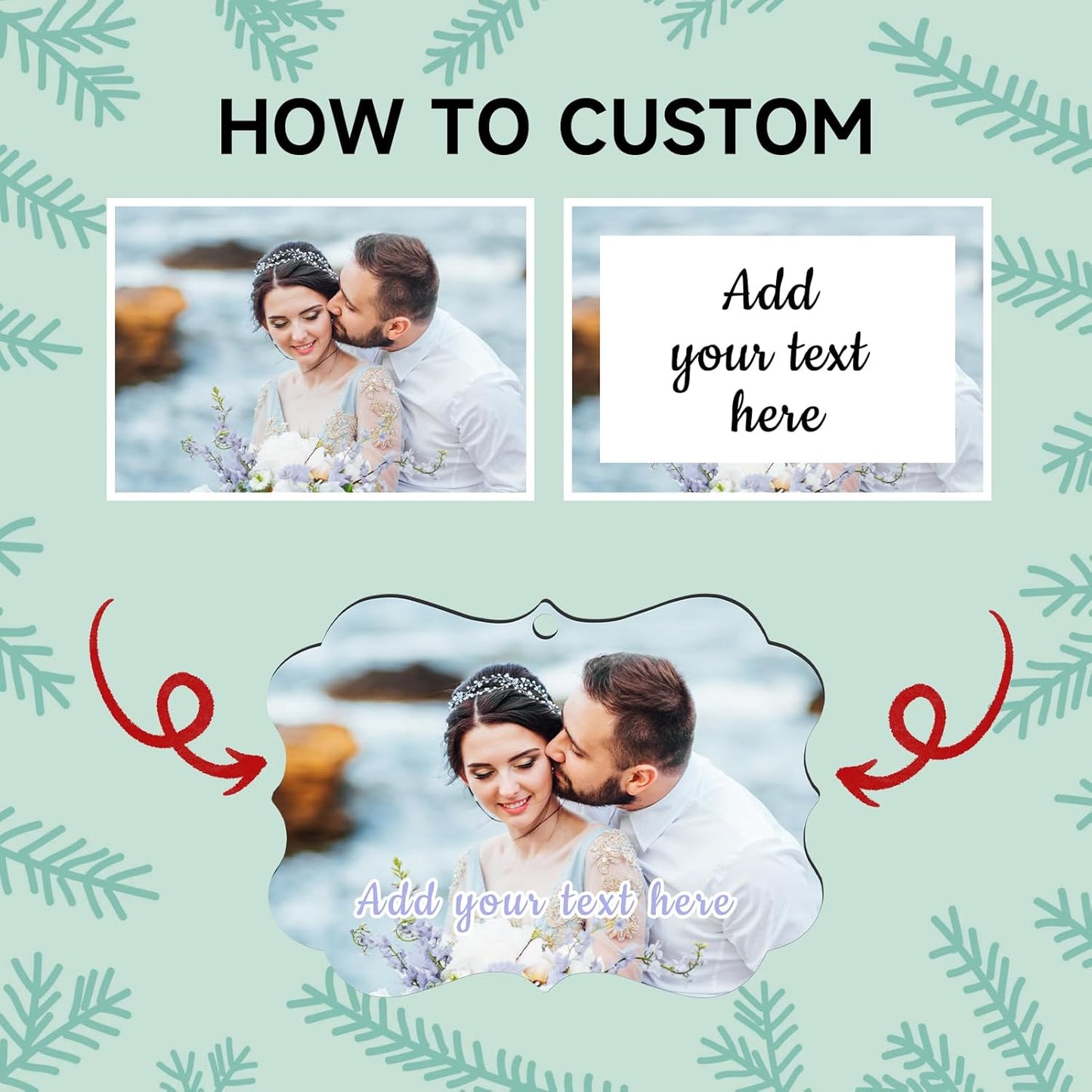 Personalized Christmas Ornaments 2025 Wood Custom Picture Text Hanging Ornament Customized Christmas Tree Decorations Keepsake Gift for Family Couples Xmas Tree Home Decor