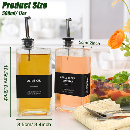 Olive Oil Dispenser Bottle for Kitchen,17 oz Oil and Vinegar Dispenser Set, Cooking Oil Dispenser, Glass Container, Coffee Syrup Bottles