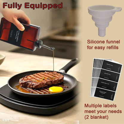 Olive Oil Dispenser Bottle for Kitchen, UV-Protected Dark Glass 11.8oz, Oil and Vinegar Dispenser Set, Soy Sauce Dispenser, Coffee Syrup Bottles- 11.8oz, Set of 2