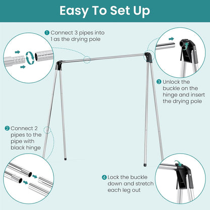 APEXCHASER Foldable Clothes Drying Rack, 55'' Collapsible Laundry Clothes Airer Width Heavy Duty Hanger for Sweaters Baby Clothes Towels Portable Indoor Outdoor for Home Travel