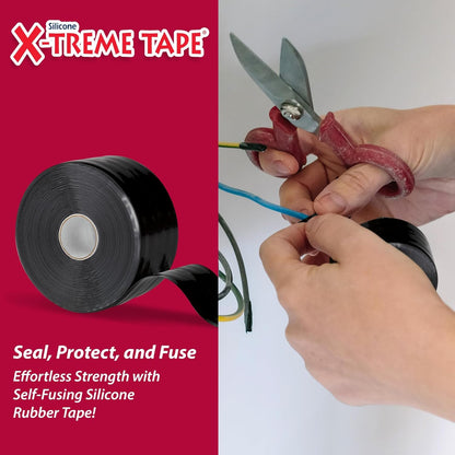 X-Treme Tape MOCAP Heavy Duty Waterproof Self Fusing Silicone Rubber Tape for Hose, Pipe, Electrical, Automotive, Outdoor, and Repairs - Leak Proof, Insulating - 2 Inch x 36 Ft Roll - Black