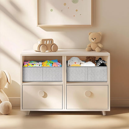 DIMJ Trapezoid Storage Bins for clothes - 4 Packs Closet Organizers and Storage Baskets, Foldable Closet Baskets with Handles and Divider, Closet Storage Bin Toybox for Shelves Living Room Bedroom