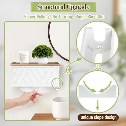 Set of 2 Paper Towel Dispenser Wall Mount, Paper Towel Holder Wall Mounted with Lid, Solid Wood Commercial C-Fold, Z-Fold, Trifold Hand Paper Towel Holder Hand Towel Holder for Bathroom Kitchen Decor