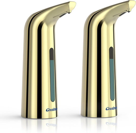 Convenient Automatic Soap Dispenser,4 Adjustable Levels Touchless Hand Sanitizer Pump with Infrared Sensor, 400 ml Countertop Electric Soap Dispenser for Bathroom,Kitchen (Gold2)