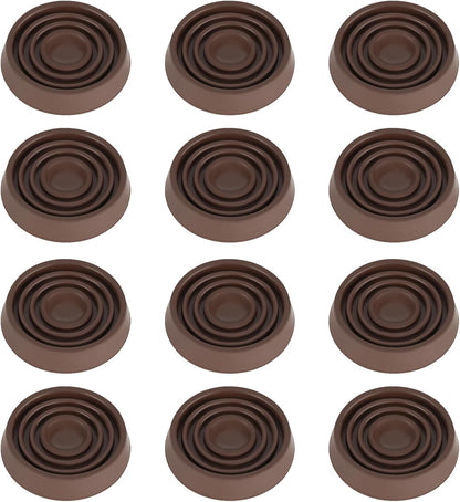 Furniture Coasters, 1.5X1.5 Rubber Caster Cups Non Slip Furniture Pads Non Skid Furnitures Grippers Anti Slide Floor Protector for Bed Couch Table Chair Stoppers (Brown, 12 Pack)