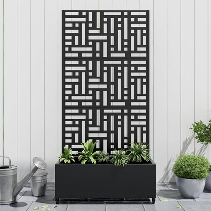 Casaphoria Metal Raised Garden Bed with Trellis and Wheels, 72"x35"x16" Planter Box for Climbing Plants, Vegetables & Vines, Features Drainage Holes and Privacy Screen (Black-Helen)