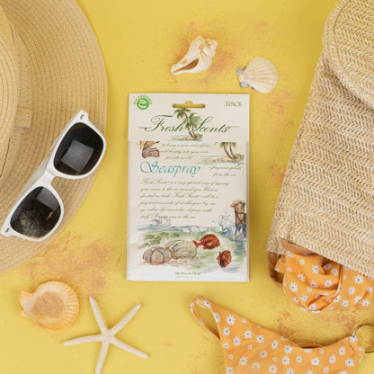 Willowbrook | Fresh Scents Scented Sachet Packet | Seaspray | Air Freshener Bags for Drawers, Closets, Cars | 6 Pack | Long Lasting Home Fragrance