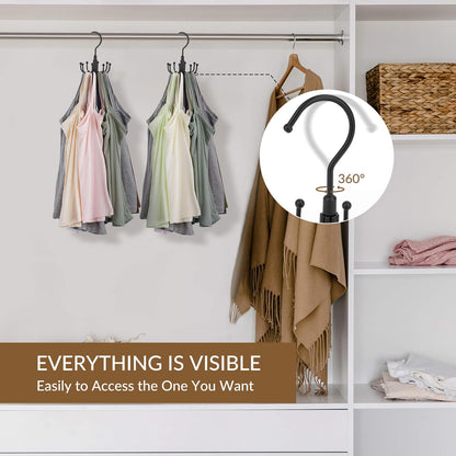 ZEDODIER Tank Top Hanger, Rotatable Bra Organzier for Closet, Max 24 Storage Capacity Sport Bra Holder, Metal Space Saving Closet Organizers and Storage, Black