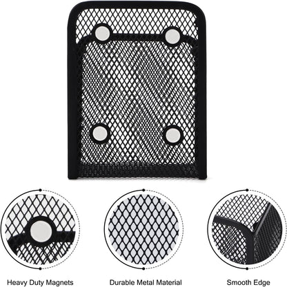 Black Small Magnetic Basket Set of 2, Refrigerator Basket, Magnetic Baskets Heavy Duty, Magnetic Storage for Locker Organizer Holder for Whiteboard Office, 3.7"x2.7"x4.8"