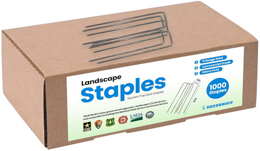 Sandbaggy 1000 Count 6" Landscape Staples | Industrial Grade 11 Gauge Steel | Great for Securing Landscape Fabrics, Erosion Control Matting, Bird Netting & Etc |Trusted by Farmers Across USA