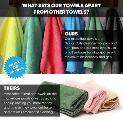 Microfiber Wholesale 16" x 16" All Purpose Towels - 50 Pack - Reusable Wash Cloths, Dust, Kitchen, Car, Shop Rags for Cleaning (Black)